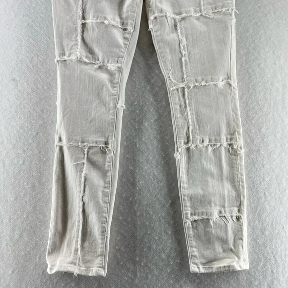 FRAME Jeans Womens Sz 32 Le Skinny De Jeanne Patchwork Distressed Denim White - Picture 4 of 12
